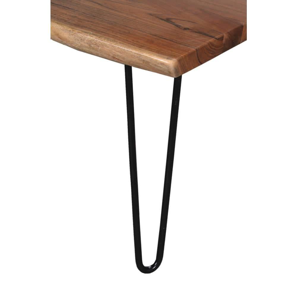 Alaterre Furniture 48" Hairpin Natural Brown Live Edge Large Coffee Table: Acacia Wood, Nylon Floor Protectors