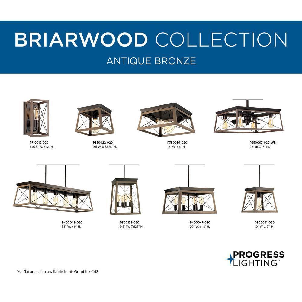 Progress Lighting Briarwood Antique Bronze Wall Sconce With Faux Wood Enclosure