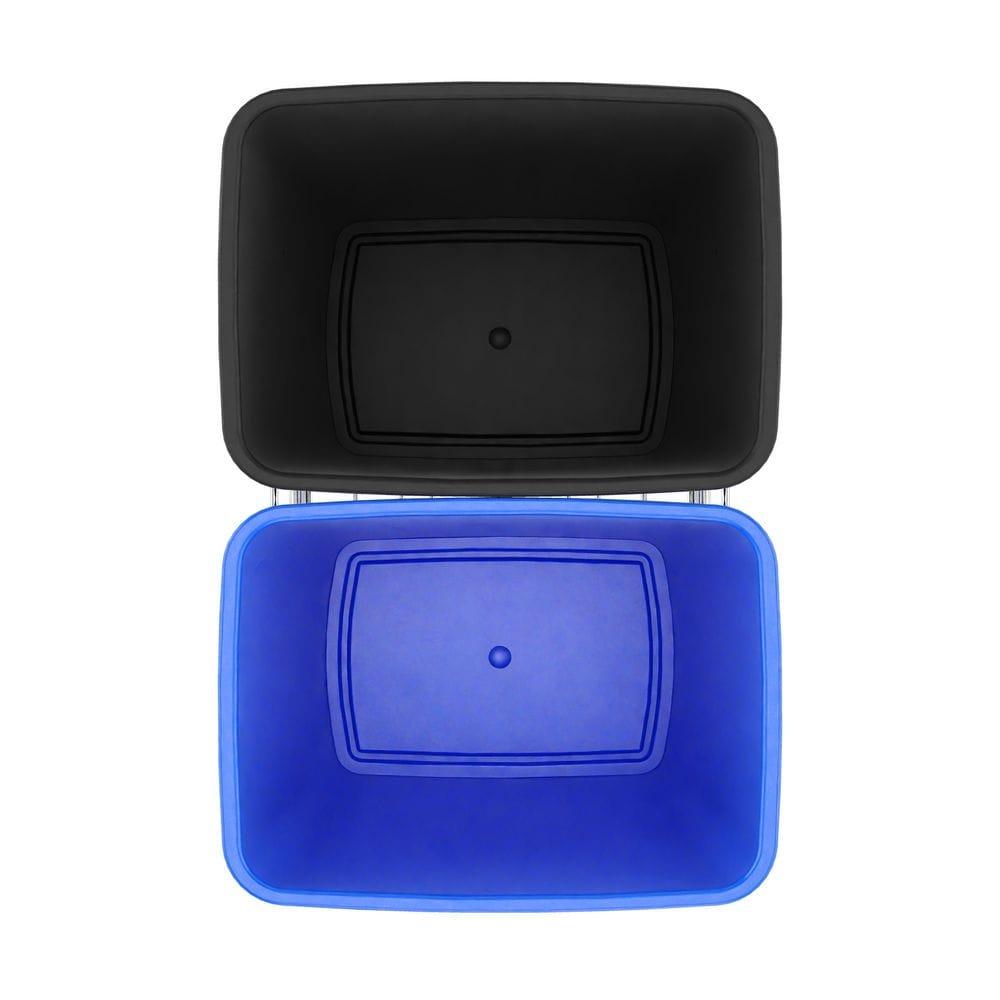Rev-A-Shelf Rev-A-Shelf Double 35 Quart Pull Out Kitchen Waste Containers, Blue/Black