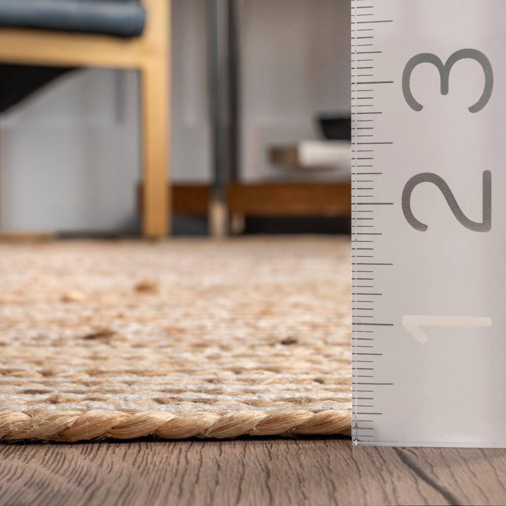 Nuloom 4 Round Rigo Jute Hand Woven Indoor Area Rug, Natural, Solid Farmhouse Design, Natural Fiber Bedroom, Living Room, Kitchen,
