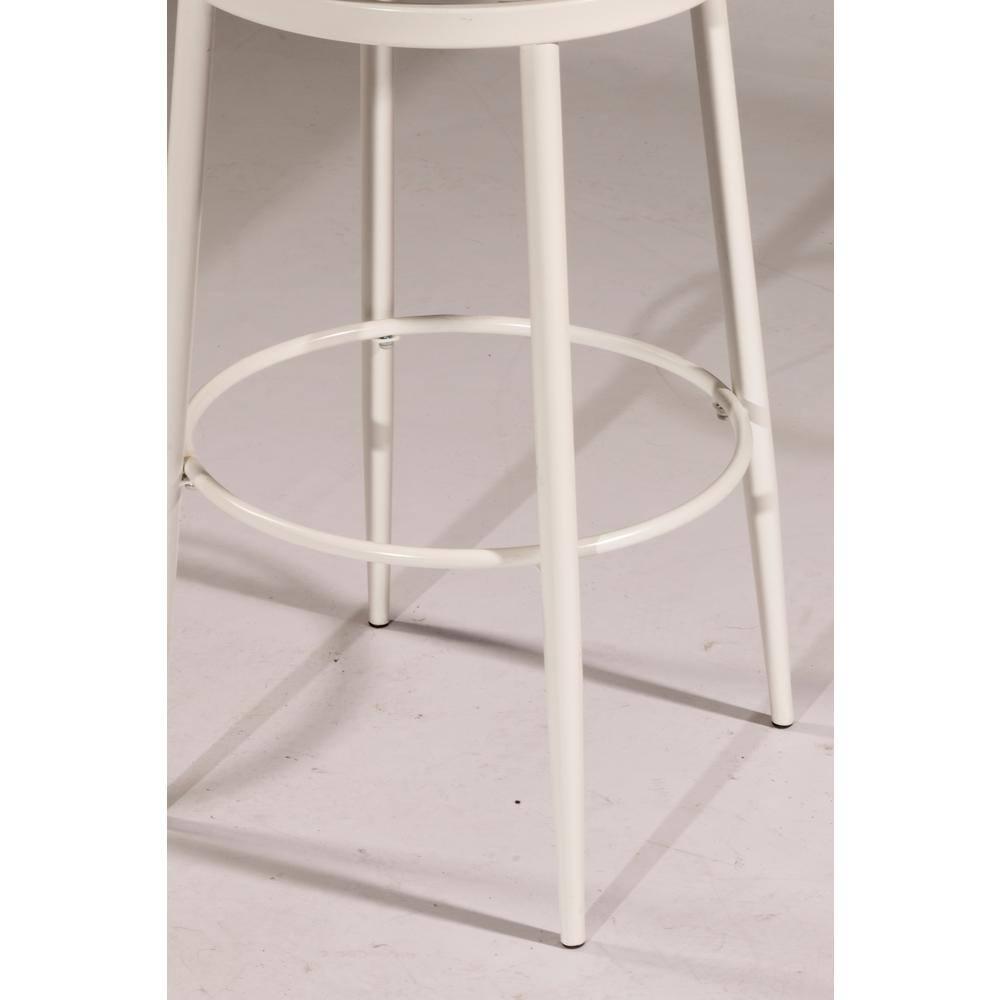 Aubrie Backless 26" Swivel Counter Height Barstool Off White/Silver - Hillsdale Furniture: Round Upholstered Metal Frame