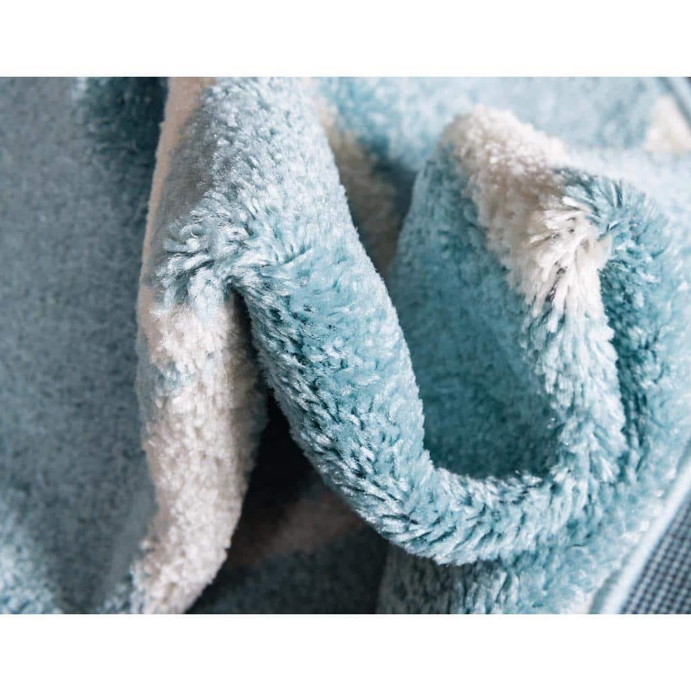 Unique Loom Trellis Frieze Collection Area Rug - Rounded (8' x 11' Rectangle Light Blue/Ivory)