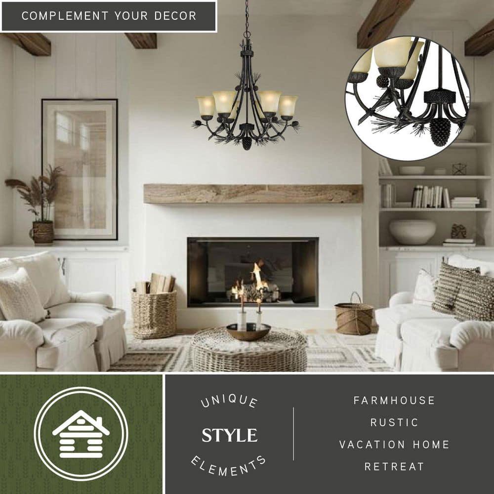 Vaxcel Sierra 6 - Light Chandelier in  Black Walnut