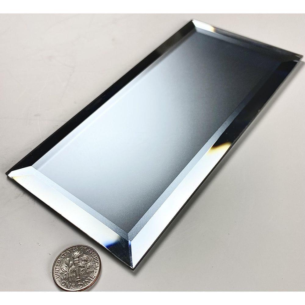 Abolos Frosted Reflections 3 in. x 6 in. Matte Glass Mirror Beveled Subway Decorative Kitchen & Bathroom Wall Tile