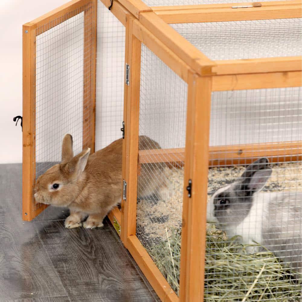 Coziwow Folding Chicken Coop, Wooden Rabbit Hutch for Small Animals with Roosting Bar, Orange