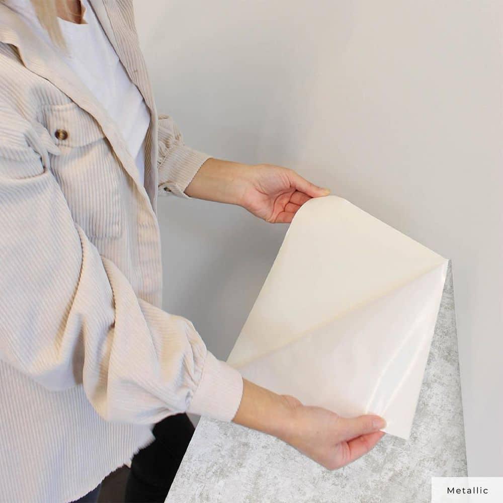 Tempaper & Co. Distressed Gold Removable Peel and Stick Wallpaper, Pearl Leaf, 28 sq ft