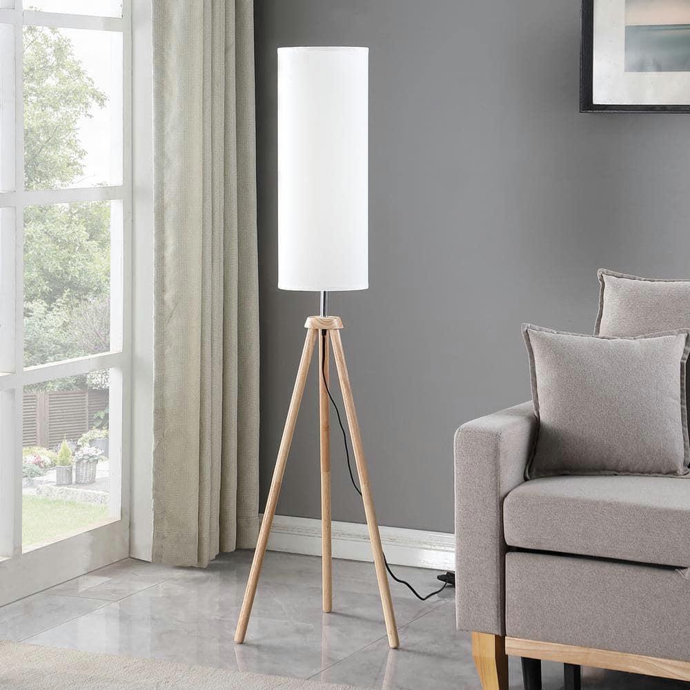 58.5" Lauren Modern Tripod Floor Lamp with Linen Shade - Ore International: UL Listed, Push Button Switch