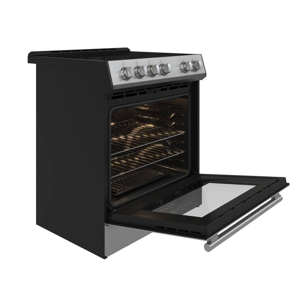 Leonardo Espresso 30-inch Slide-In Electric Range in Stainless-Steel, Black or White, 4 Elements, 7,100 Watts, 5.0 cu.ft. Oven with Convection Fan