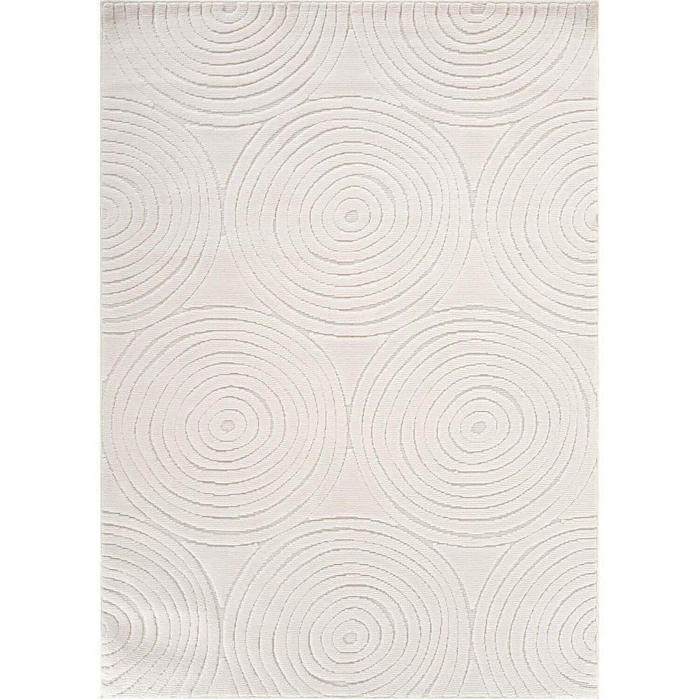 Cloudy Touch White 5 x 7 ft. Circular Indoor Area Rug