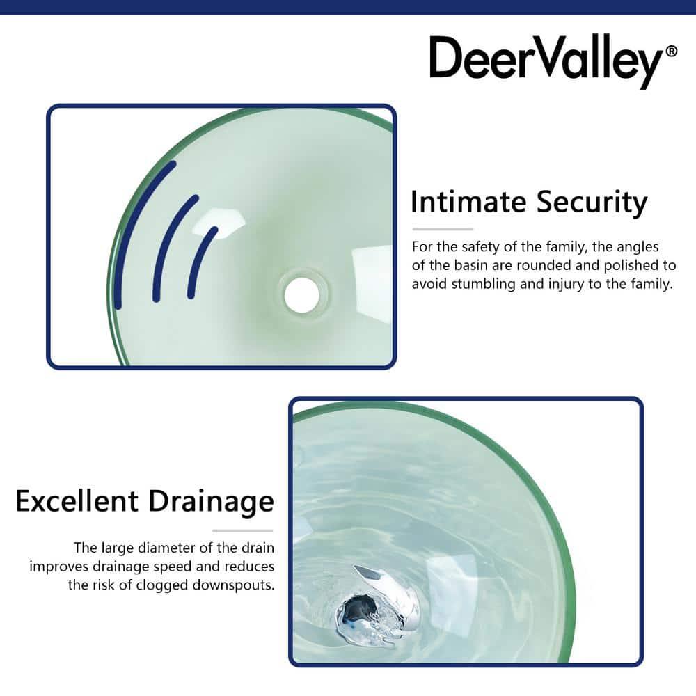 DeerValley Symmetry 16.5'' Circular Glass Vessel Bathroom Sink