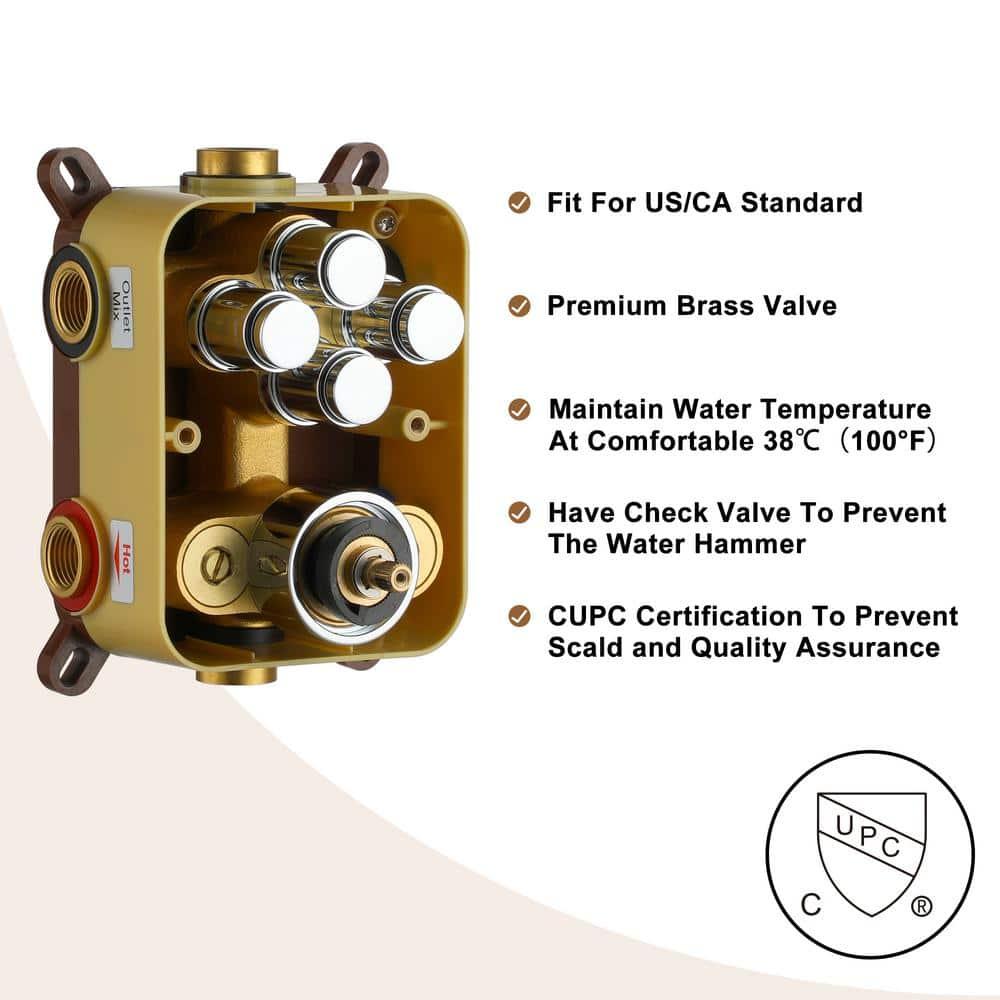CASAINC CS6228-12CH Dual Shower Head Thermostatic Rainfall Shower System with Rough in-Valve and Shower Body Spray