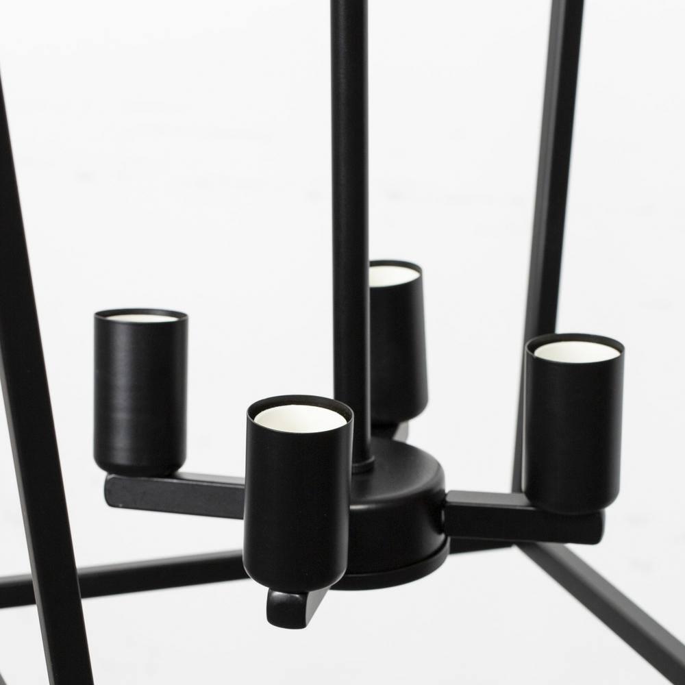 Briignite 4-Light Black Farmhouse Chandelier,Iron Caged Pendant Light,Simple Lantern for Kitchen Island Dining Room Hallway Foyer Entryway