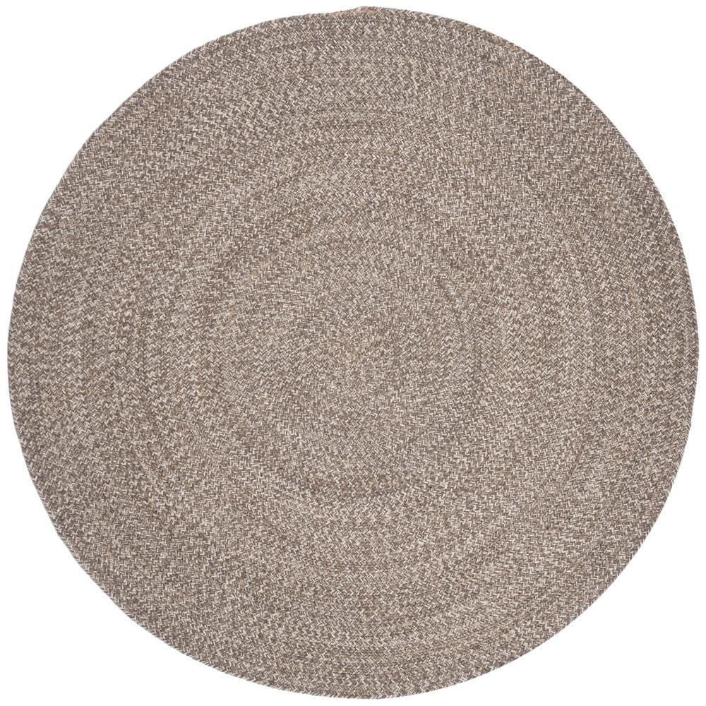 Braided BRD256 Hand Woven Indoor Area Rug - Ivory/Beige - 4' Round - Safavieh