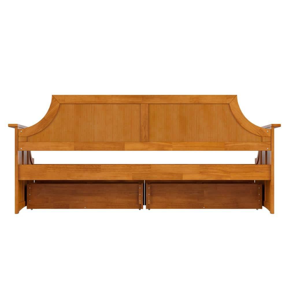 AFI Cambridge Wood Twin Size Daybed Frame with 2 Storage Drawers, Light Toffee