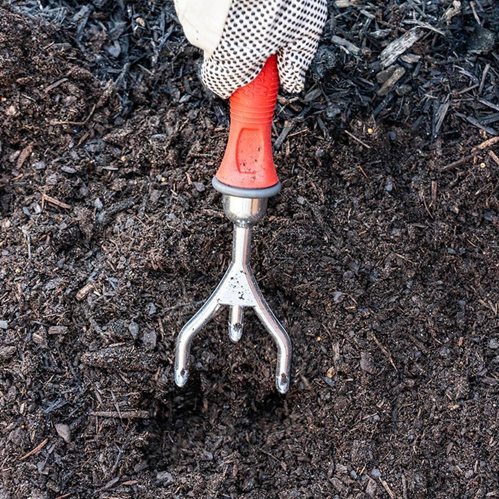 Red Cushioned Grip Short Handle Aluminum Tiller