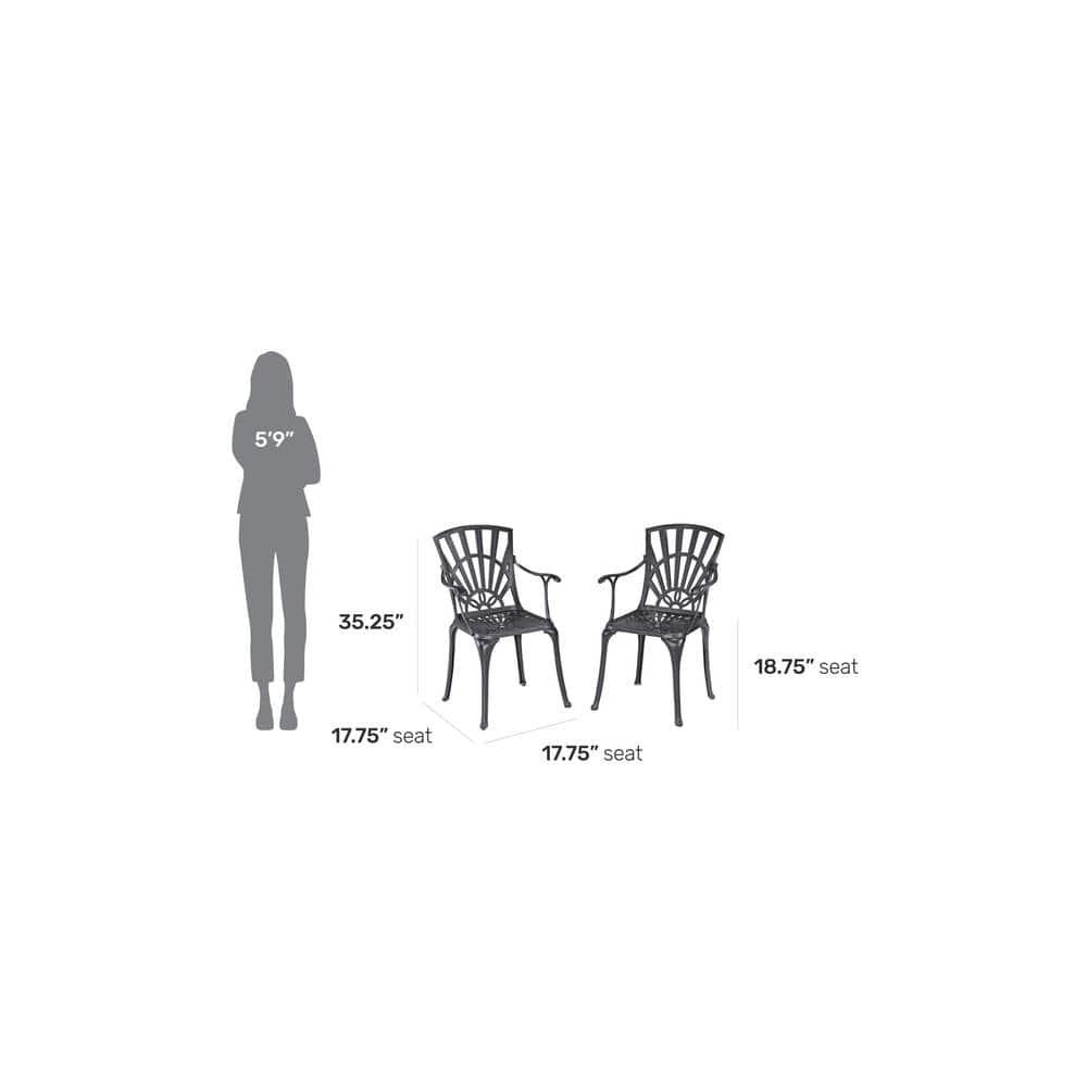 Homestyles Grenada Aluminum Outdoor Chair Pair in Charcoal