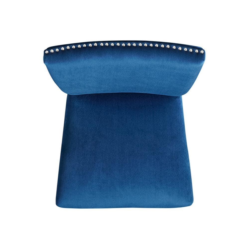 Set of 2 Celine Velvet Counter Height Barstools Blue: Nailhead Trim, Rubberwood Legs - Picket House Furnishings