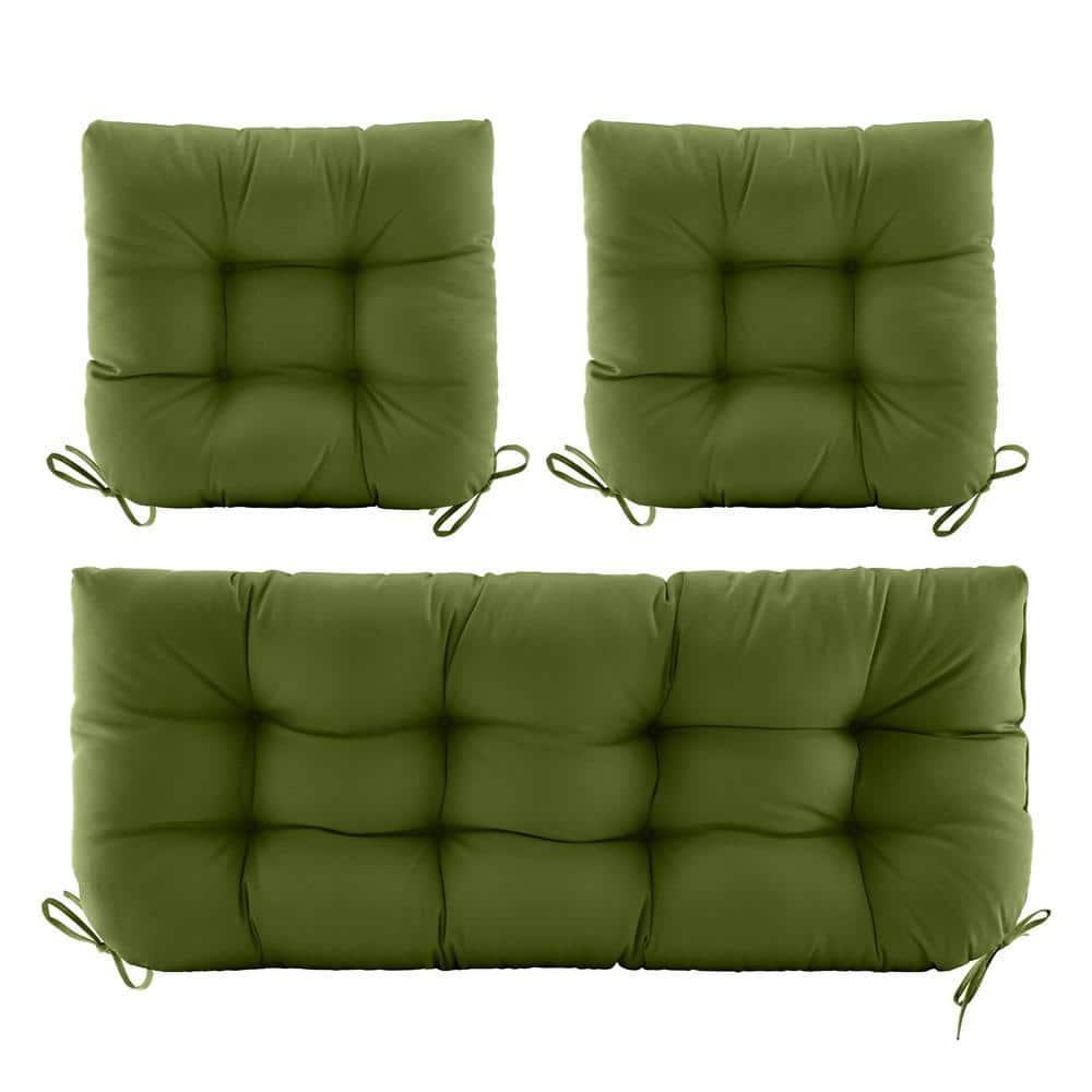 BLISSWALK Outdoor Chair Cushions,3 Pieces Wicker Cushion Set Set,44"x19"x5",Tufted Loveseat Outdoor Cushions for Patio Furniture All Weather,Dark Brown