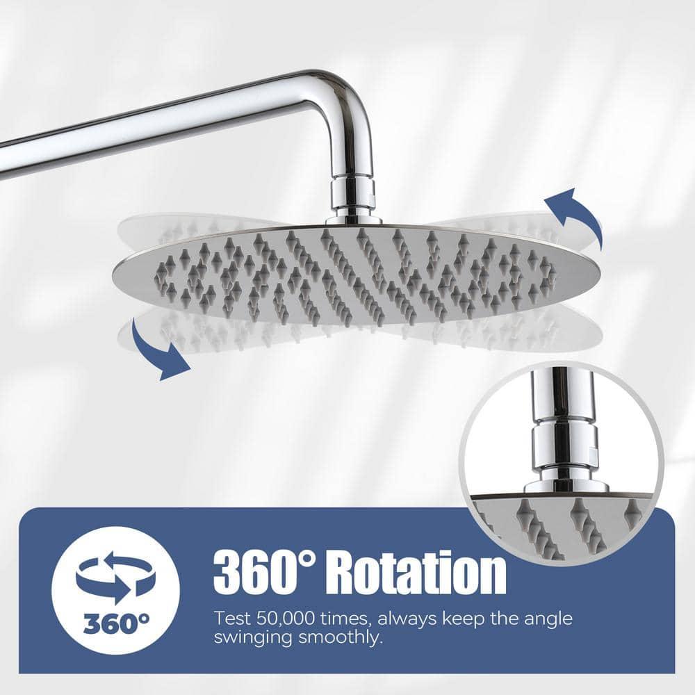 Pressure-Balanced Complete Shower System with 10-Inch Rain Shower Head, Handheld, Rough-in Valve
