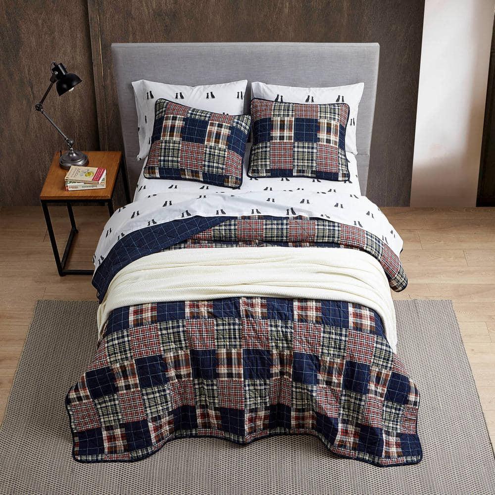 Eddie Bauer Madrona Blue Cotton Reversible Quilt Set