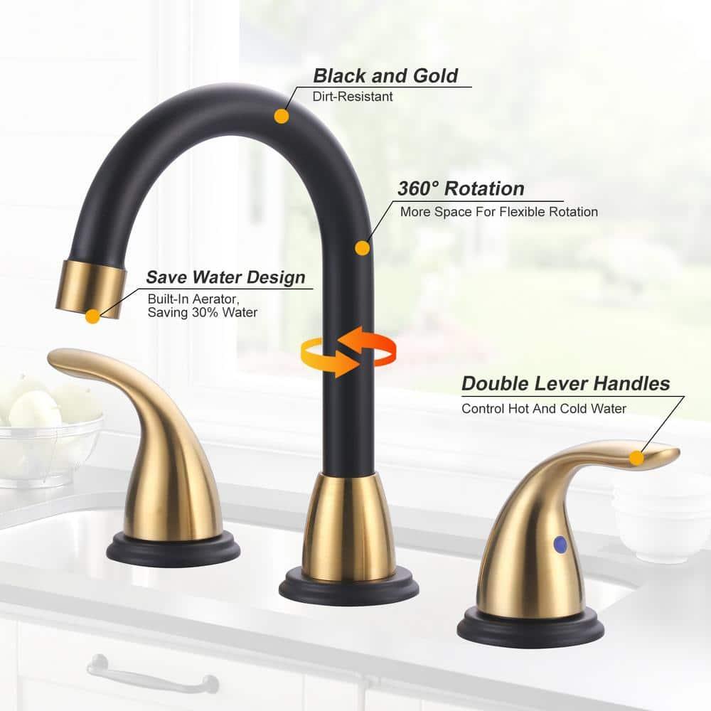 8 Inch Widespread Double Handle Bathroom Faucet With Pop-Up Drain Kit