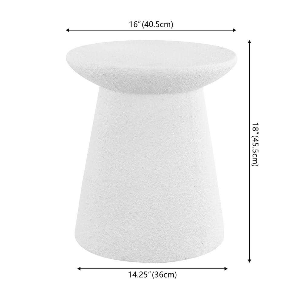 Hollie 18" Minimalist Modern Drum Accent Table Pedestal, White Frosted - JONATHAN Y