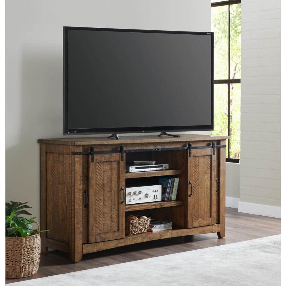 Chesapeake Solid Wood TV Stand Natural Brown Finish - Martin Svensson Home