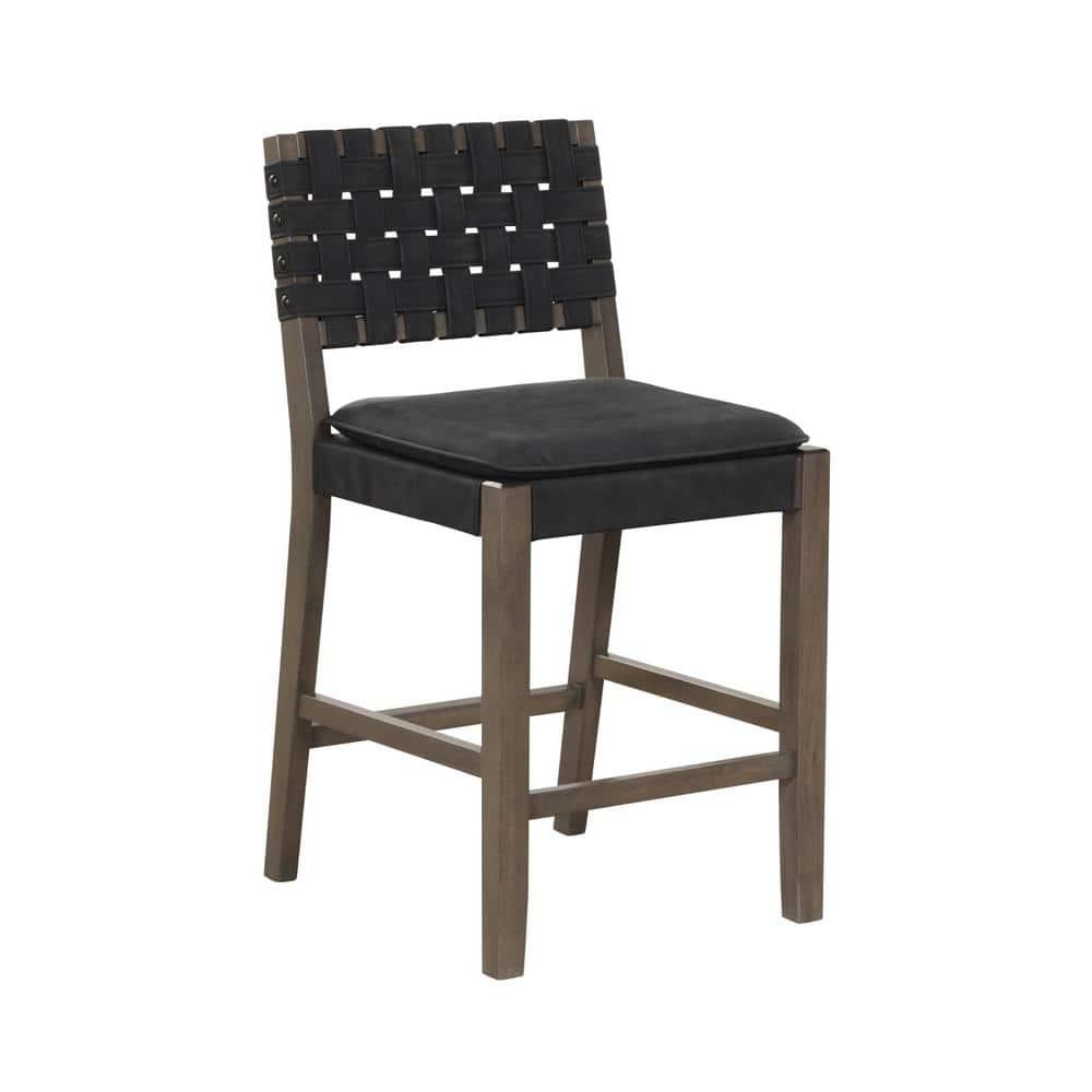 Nathan James Set of 4 Cohen Faux Leather Counter Height Barstool Black