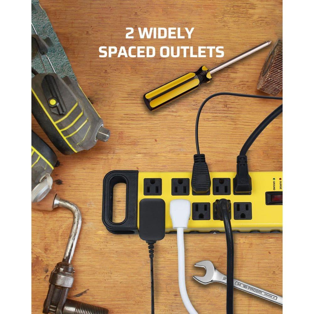 DEWENWILS 10 Outlets Heavy Duty Metal Surge Protector Power Strip with 15ft Long Cord, Flat Plug, 1440Joules