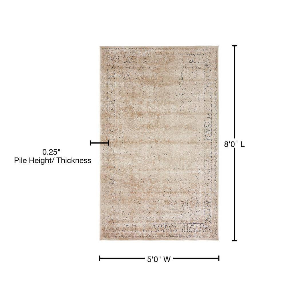 Unique Loom Chateau Collection Area Rug - Jefferson (5' 1" x 8' Rectangle Beige/Light Brown)