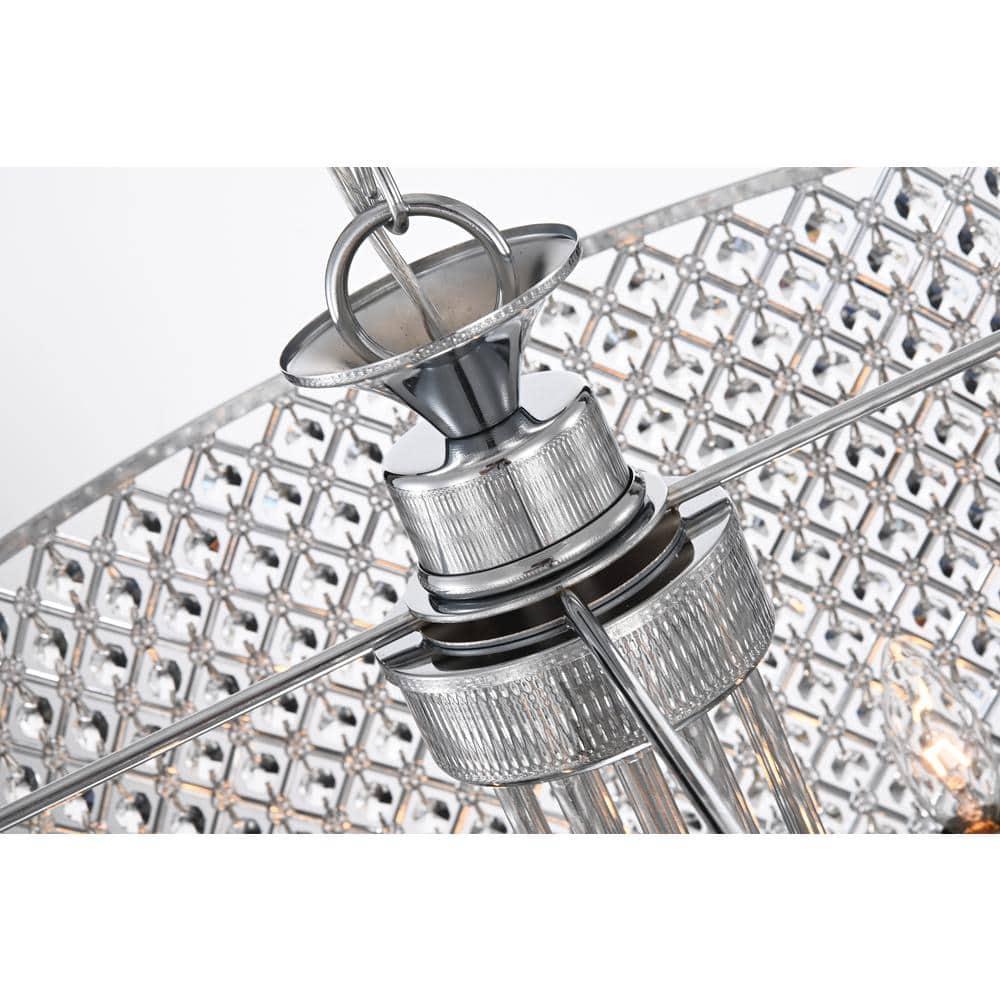 EDVIVI LIGHTING Round Beaded Drum Chandelier with Hanging Crystals Chrome 6 22" Gold