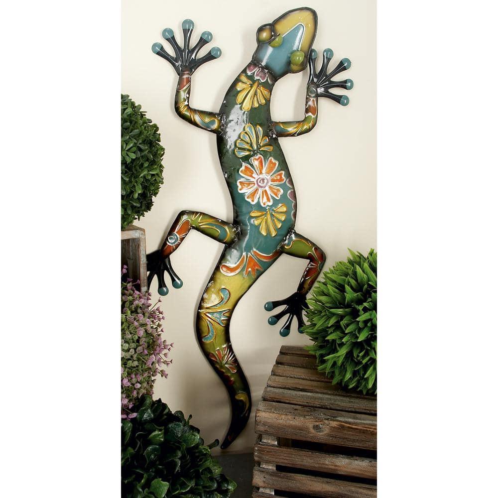 DecMode Multi Colored Metal Indoor Outdoor Lizard Wall Decor