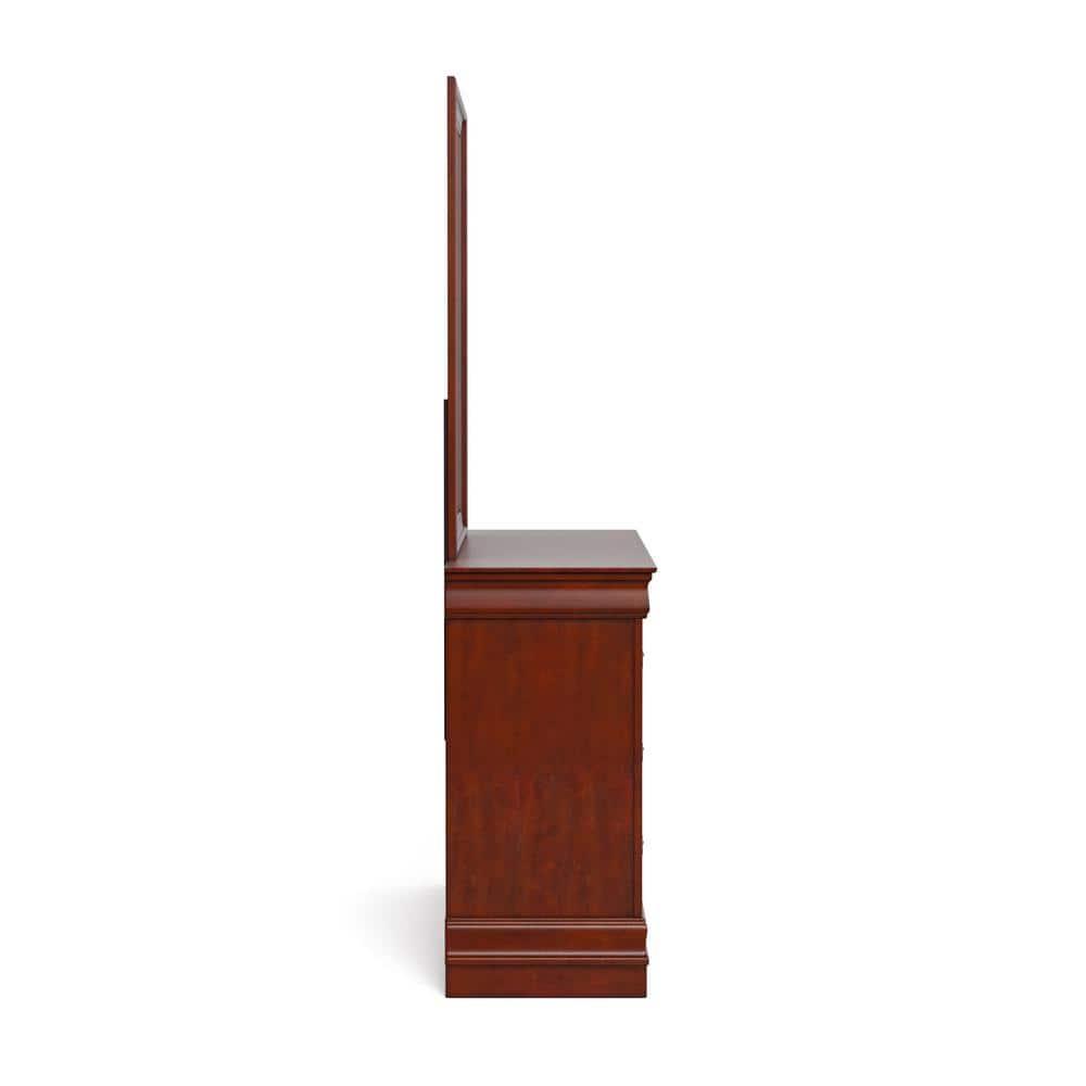 Furniture of America Toni Wood 6-Drawer Dresser with Mirror in Cherry