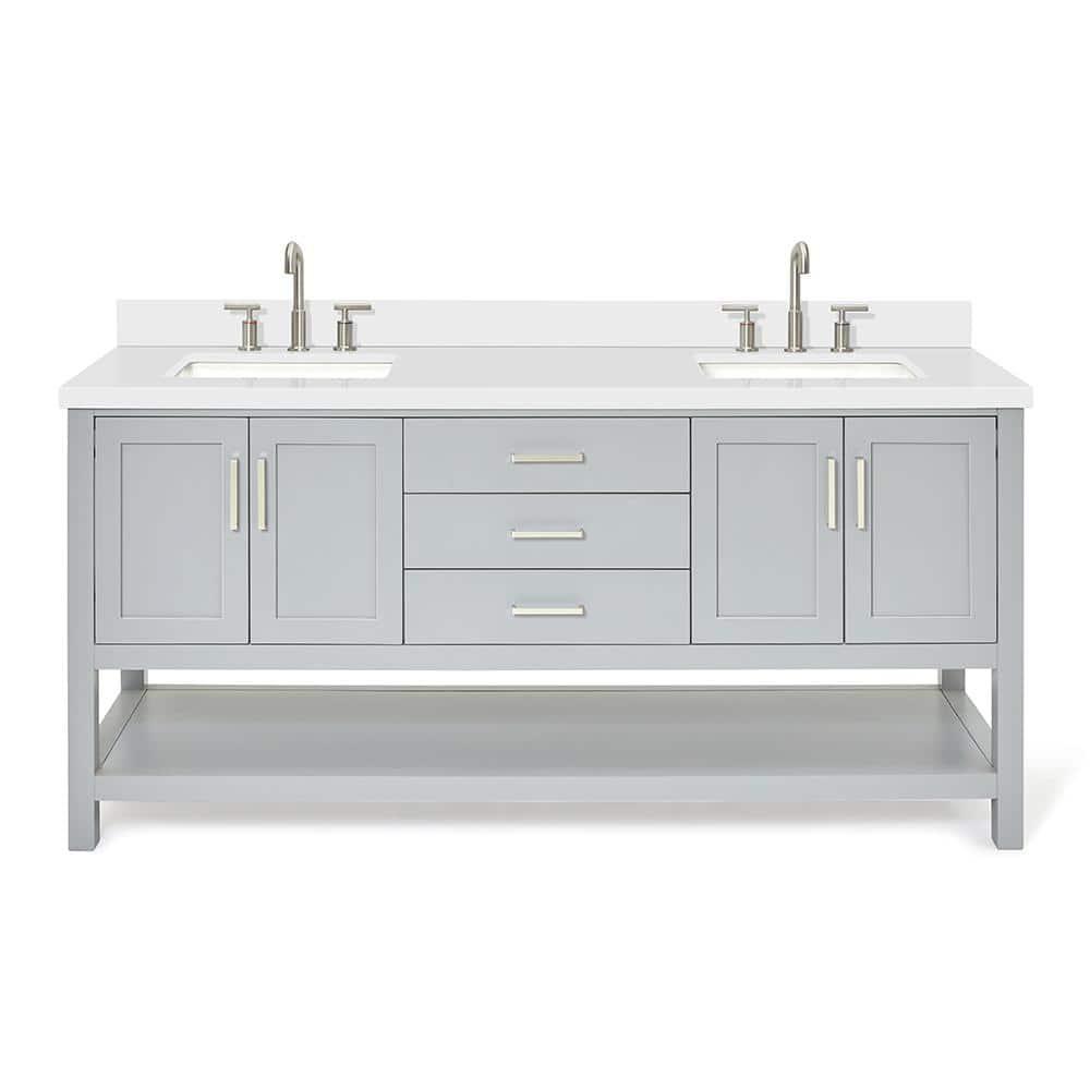 Ariel S073dwqrvo Magnolia 72" Free Standing Double Basin Vanity Set - Grey / Pure White