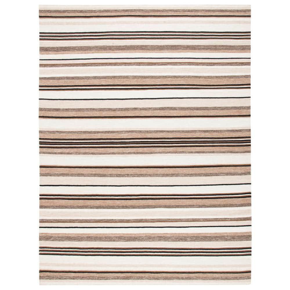 Striped Kilim STK601 Hand Loomed Indoor Area Rug - Natural/Ivory - 9'x12' - Safavieh