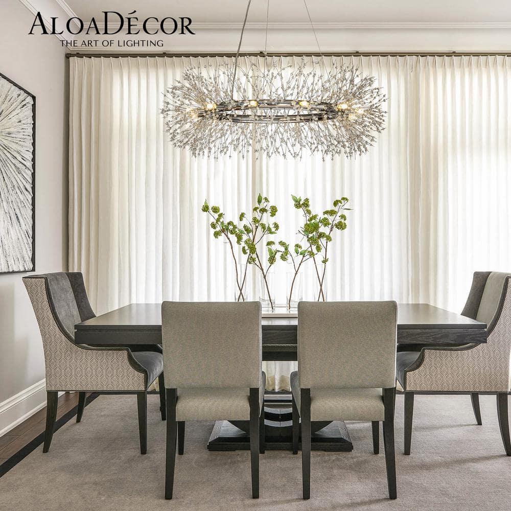 AloaDecor Modern Firework Crystal Chandelier for Dining Room and Living Room Chrome 12 W:39.37*H:15.75in 13 to 24 Inches Chrome 37 to 48 Inches