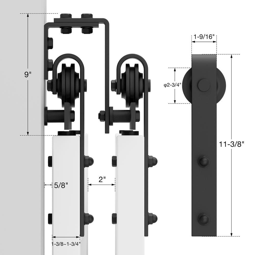 Lazio LAZ Sliding Double Bypass Double Door Barn Door Hardware Kit