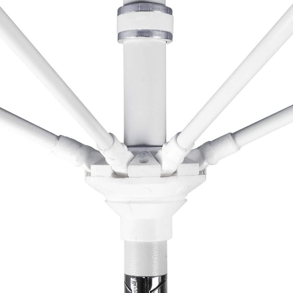 California Umbrella 9 Ft. Octagonal Aluminum Collar Tilt Patio Umbrella W/ Crank Lift & Fiberglass Ribs - Matted White Frame / Olefin Black Canopy