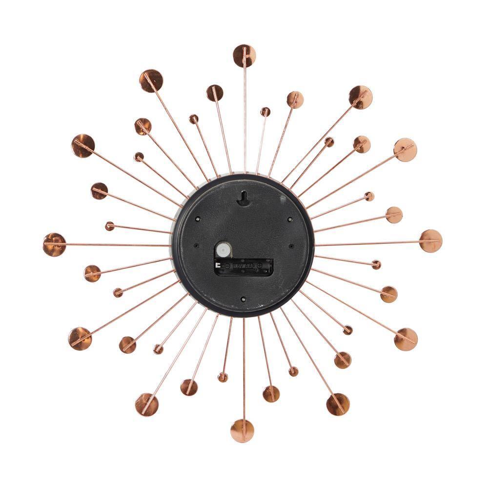 15"x15" Metal Starburst Wall Clock with Crystal Accents Copper - Olivia & May