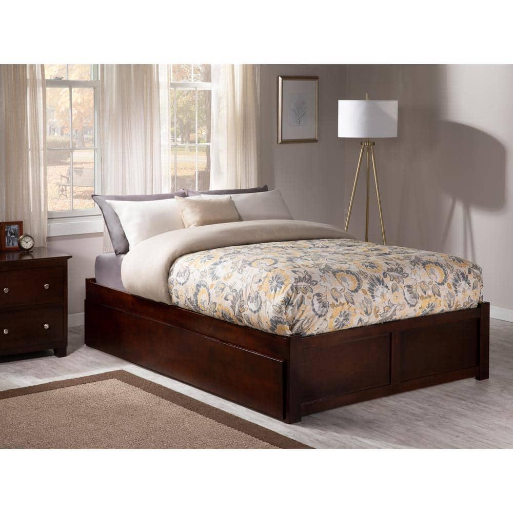 Concord Queen Bed with Footboard and Twin Extra Long Trundle in Walnut