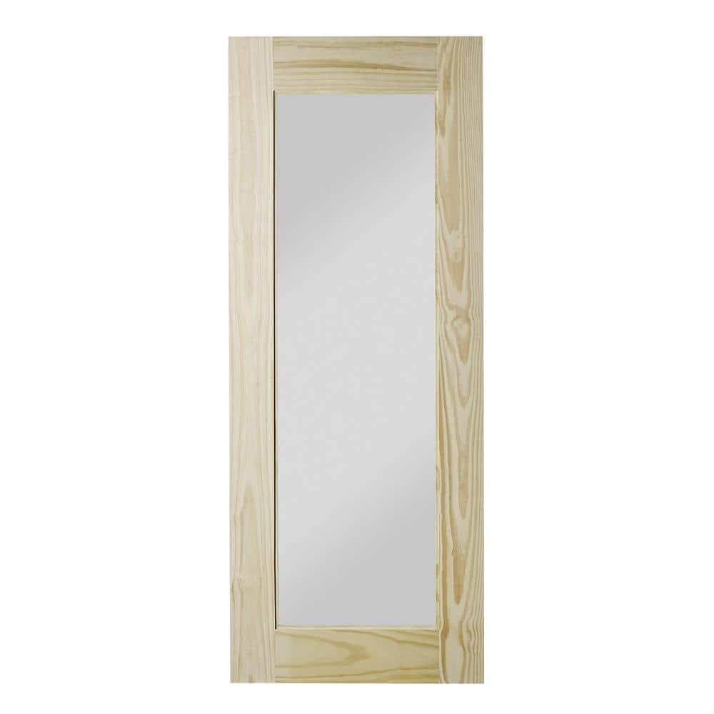 Renin Reflex 84'' Solid Wood Mirrored Unfinished without Installation Hardware Kit Barn Door