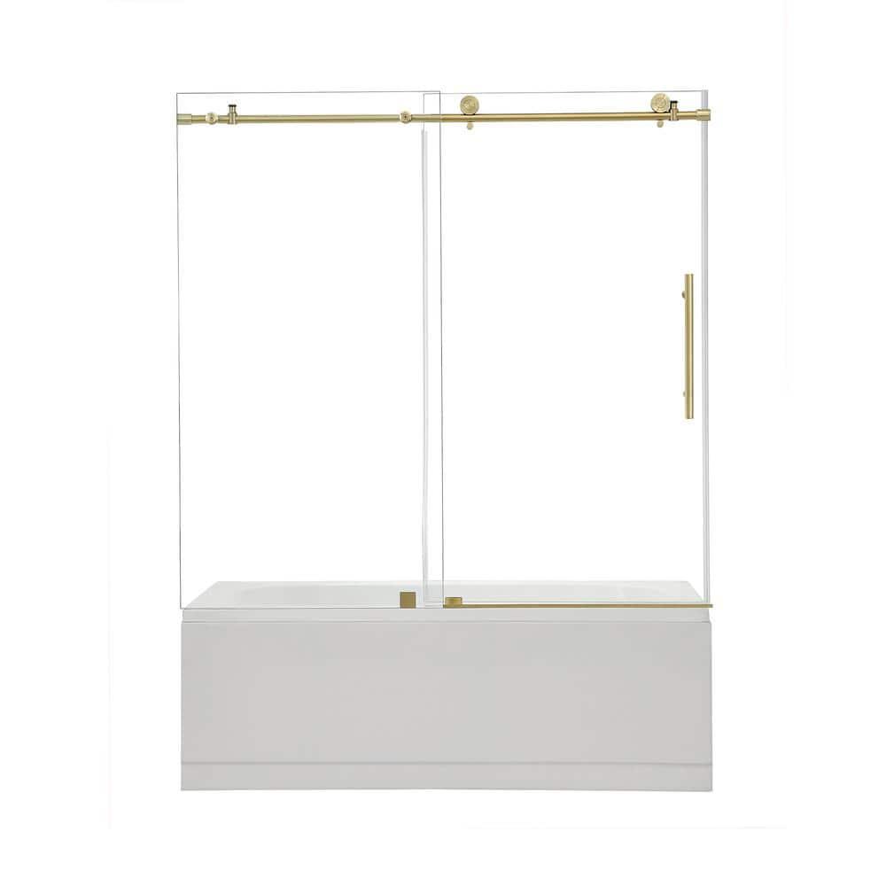 56" - 60" W x 58" H Single Sliding Frameless Tub Door
