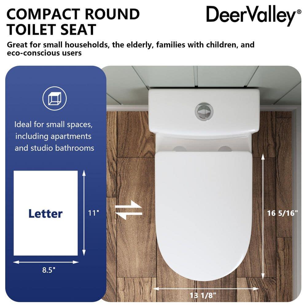 DeerValley Liberty Compact Toilets One-Piece Toilet With High-Efficiency Flush Round Toilet for Space-Saving Floor Mounted (Seat Included)