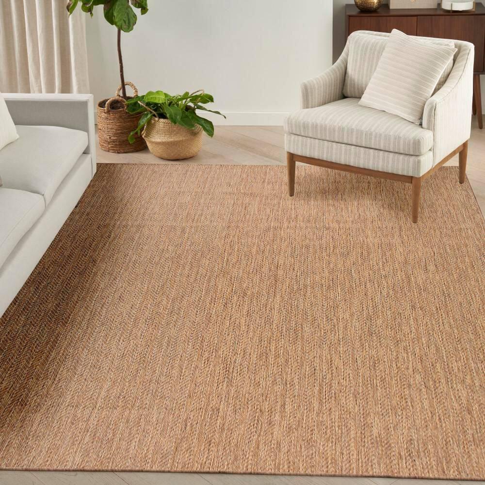 Nourison Horizon Indoor/Outdoor 8' x 10' Natural Modern Chevron Flatweave Rug
