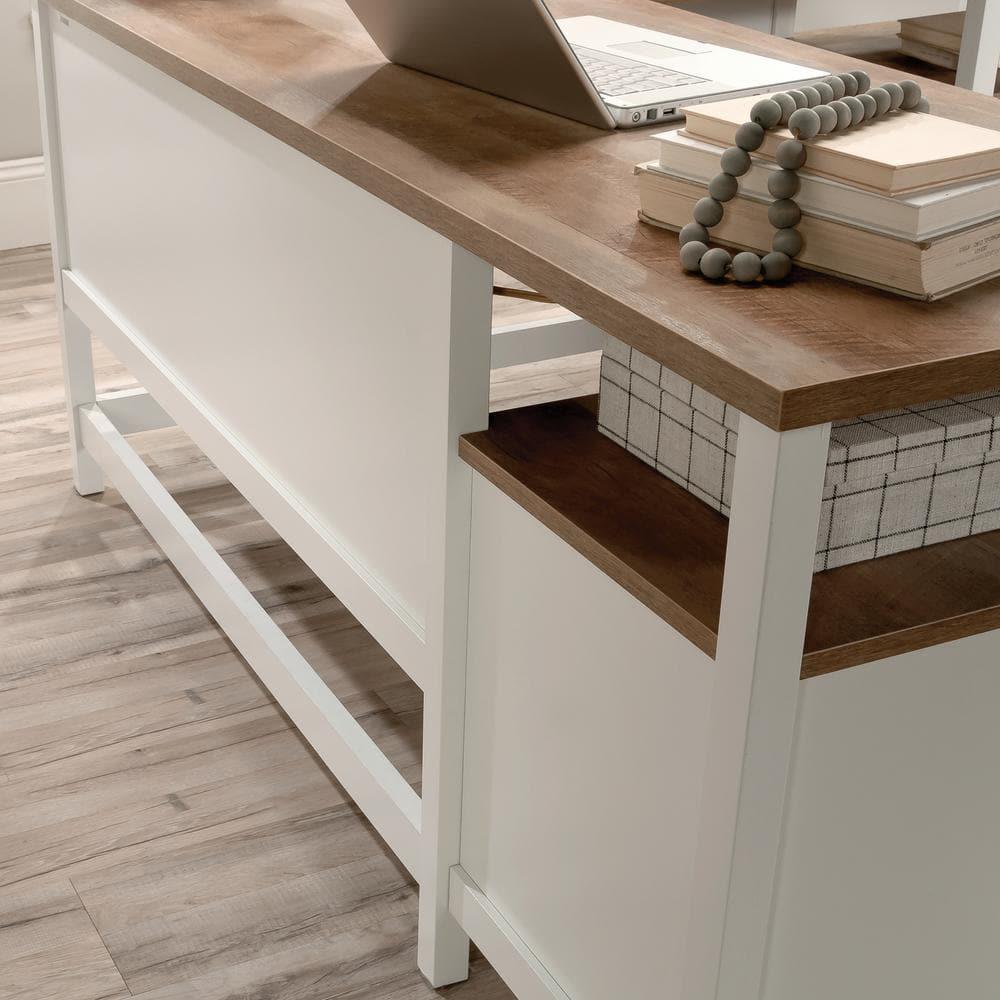 Sauder Cottage Road Engineered Wood L-Shaped Desk in White Finish