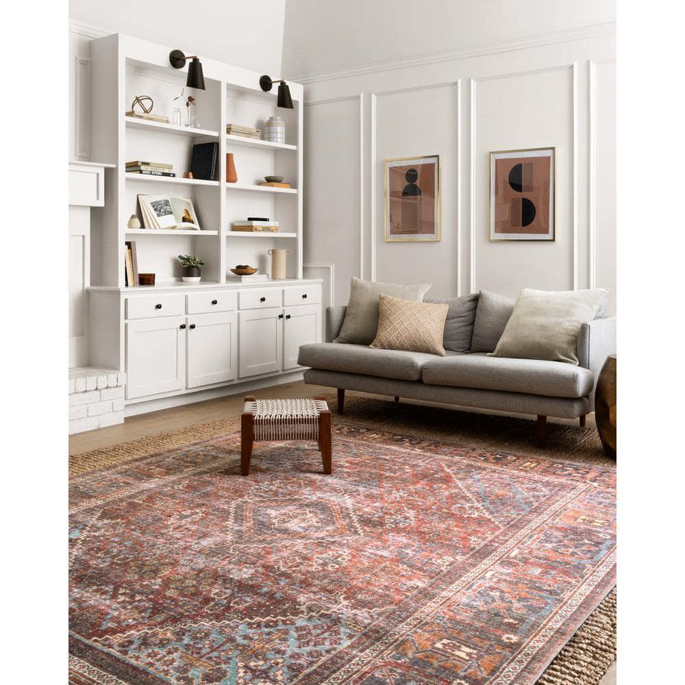 Hand-Knotted Red Wool and Synthetic Bohemian Runner