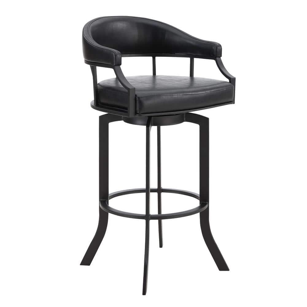 Armen Living Indoor Dione 30" Bar Height Barstool in Auburn Bay and Brown Faux Leather