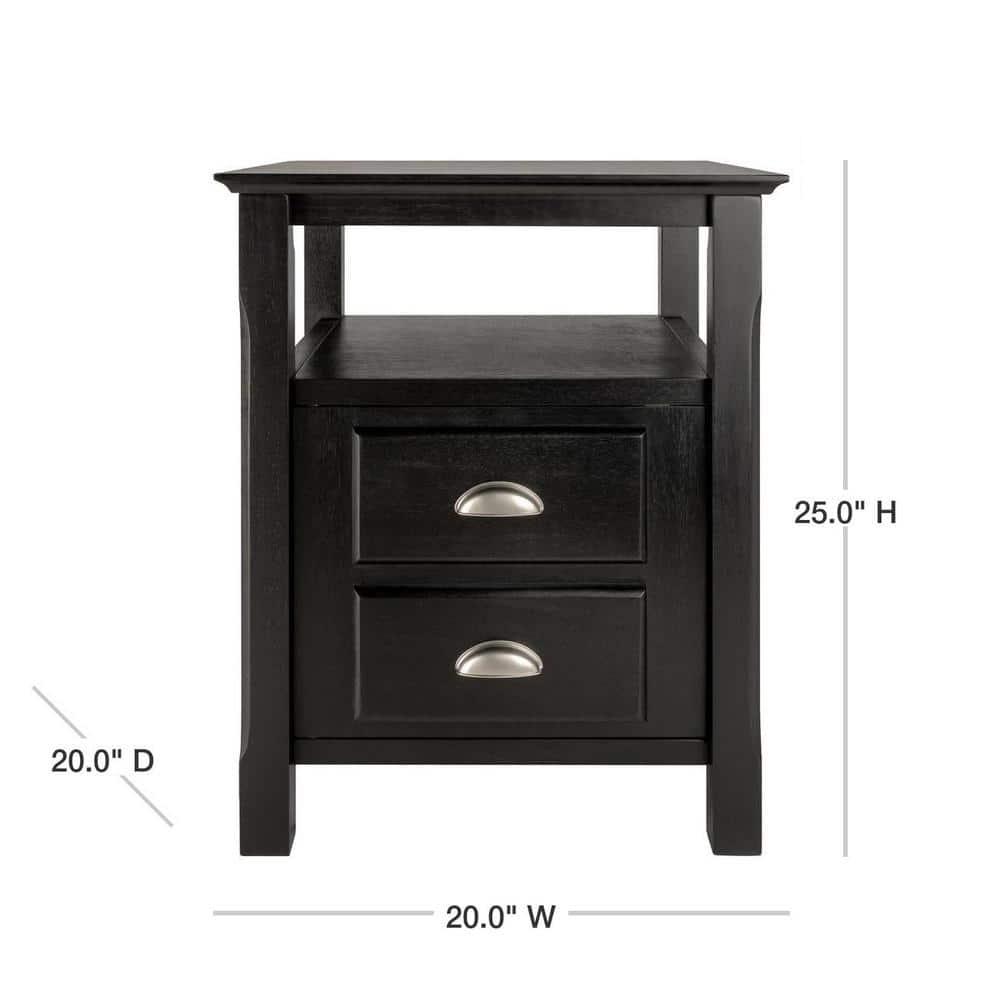 Timber Nightstand Black - Winsome: 2-Shelf Cabinet, Open Storage, Bedroom Furniture