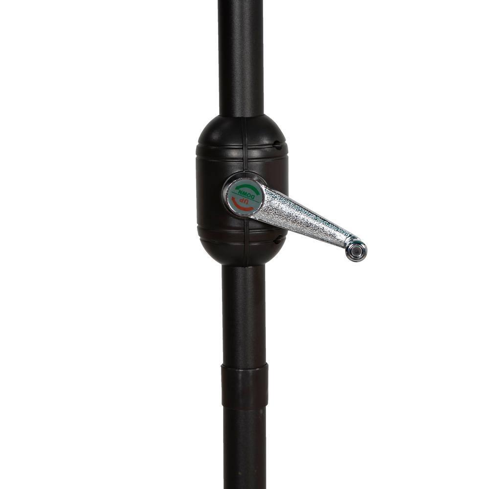 9 ft Half Market Umbella with Black Round Free Standing Plastic Base, Beige