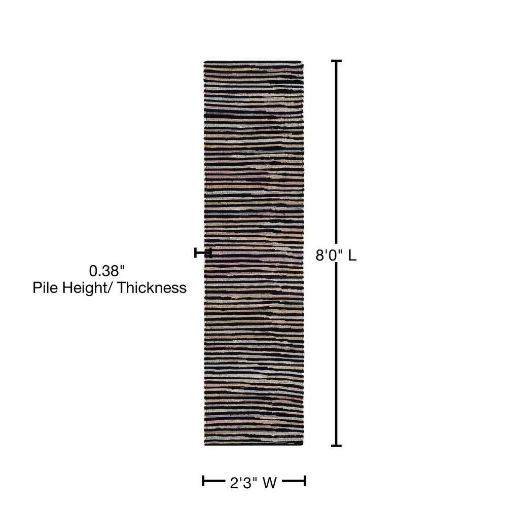 Rag Rug RAR130 Hand Woven Indoor Runner Rug - Black/Multi - 2'3"x8' - Safavieh.